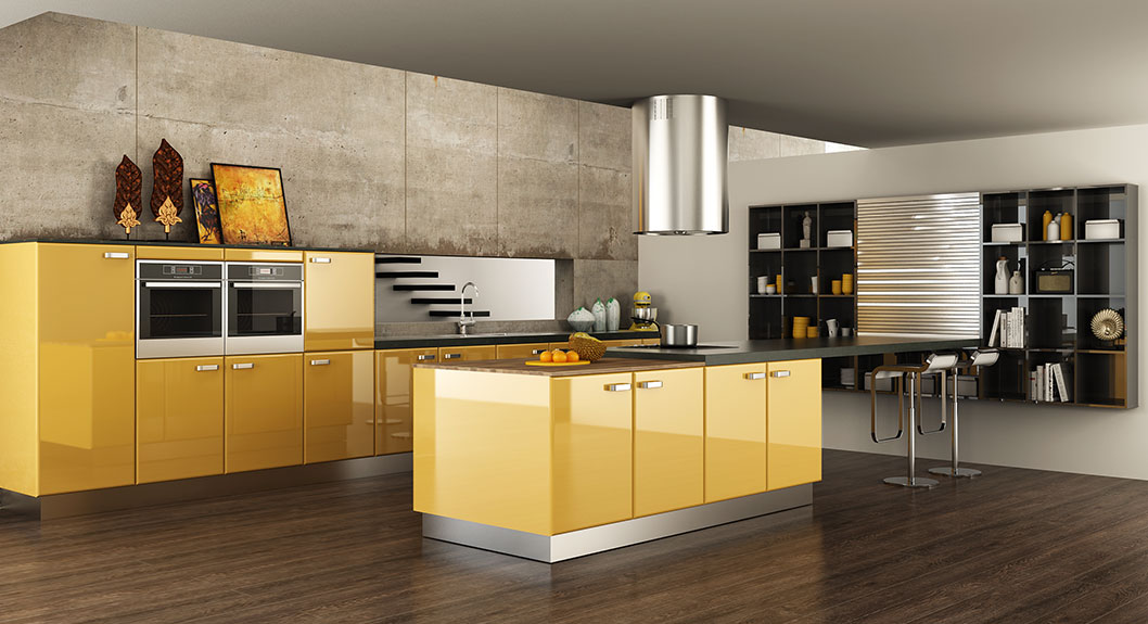 Sarı Akrilik Mutfak Modelleri