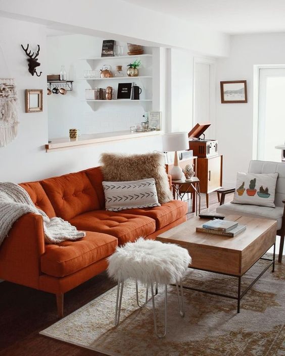 iskandinav turuncu koltuk dekorasyonu