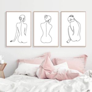 tek çizgi kadın vücudu tabloları